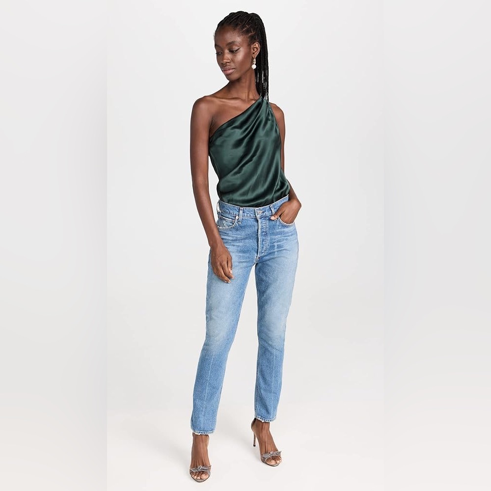Cami NYC hunter green silk bodysuit